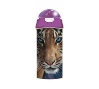 3D LiveLife Botella de agua con diseño de ojos azules de Deluxebase. Vaso Tiger de 20 onzas con imagen 3D lenticular, botella de agua reutilizable sin BPA con tapa de popote fácil de usar.