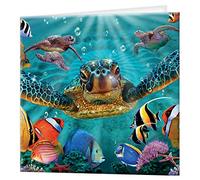 3D LiveLife burbujas minúsculas de la tarjeta de felicitación, tarjeta lenticular colorida 3D de la tortuga de mar de Deluxebase, para cualquier ocasión y edad. ¡Ilustraciones originales autorizada