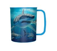 3D LiveLife Drinking Cup - Tiburones blancos de Deluxebase. Vaso de plástico 3D Lenticular Tiburón. Vasos de plástico de 300 ml para niños con ilustraciones del artista David Penfound.