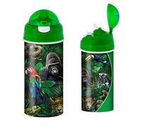3D LiveLife Gourde - Amis de la jungle de Deluxebase. plastique Faune Lenticulaire 3D avec Paille. Gourde pour enfants 600 ml avec illustrations originales de l'artiste renommé Tami Alba