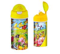3D LiveLife Gourde - Papillons de Deluxebase. Gourde plastique Papillons Lenticulaire 3D avec Paille. Gourde pour enfants 600 ml avec illustrations originales de l'artiste renommé Michael Searle