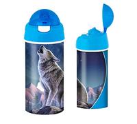 3D LiveLife Gourde - Sonate du Clair de Lune de Deluxebase. plastique Loup Lenticulaire 3D avec Paille. Gourde pour enfants 600 ml avec illustrations originales artiste renommé Jerry LoFaro