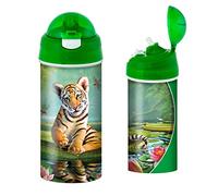 3D LiveLife Gourde - Tigre et Nénuphar de Deluxebase. plastique Félin Lenticulaire 3D avec Paille. Gourde pour enfants 600 ml avec illustrations originales de l'artiste renommé Jerry LoFaro