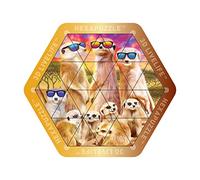 3D LiveLife Hexapuzzle - Meerkats fresco. ¡Rompecabezas lenticular de 3D Meerkat con 24 pedazos magnéticos! Gama magnética del rompecabezas de Deluxebase. ¡Ilustraciones originales autorizadas del art