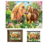 3D LiveLife Lenticular Cuadros Decoración - Pastos verdes de Deluxebase. Poster 3D sin marco de caballos. Obra de arte original con licencia del reconocido artista, Michael Searle
