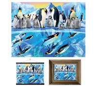 3D LiveLife Lenticular Cuadros Decoración - Pingüinos al agua de Deluxebase. Poster 3D sin marco de invierno. Obra de arte original con licencia del reconocido artista, Michael Searle