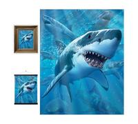 3D LiveLife Lenticular Cuadros Decoración - Tiburón blanco de Deluxebase. Poster 3D sin marco de tiburones. Obra de arte original con licencia del reconocido artista, Jerry LoFaro