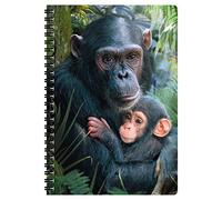 3D LiveLife Libreta A5 - Abrazotes de Deluxebase. 80 páginas de bloc de notas lenticular 3D de chimpances e ilustraciones con licencia del reconocido artista David Penfound