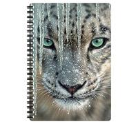 3D LiveLife Libreta A5 - Hielo azul de Deluxebase. 80 páginas de bloc de notas lenticular 3D de leopardo de nieve e ilustraciones con licencia del reconocido artista Collin Bogle