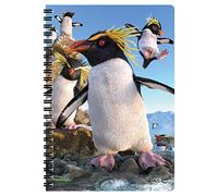 3D LiveLife Libreta A5 - Pingüinos crestas de Deluxebase. 80 páginas de bloc de notas lenticular 3D de pingüinos e ilustraciones con licencia del reconocido artista David Penfound