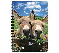 3D LiveLife Libreta - Burros de Deluxebase. Libreta pequeña A6 con espiral, lenticular 3D de la granja y hojas lisas recicladas. Ilustraciones con licencia del reconocido artista David Penfound
