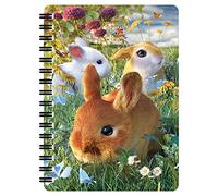 3D LiveLife Libreta - Conejitos de Deluxebase. Libreta pequeña A6 con espiral, lenticular 3D de conejos y hojas lisas recicladas. Ilustraciones con licencia del reconocido artista David Penfound