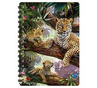 3D LiveLife Libreta - Leopardo en el árbol de Deluxebase. Libreta pequeña A6 con espiral, lenticular 3D y hojas lisas recicladas. Ilustraciones con licencia del reconocido artista Jan Patrik Kra