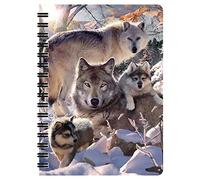3D LiveLife Libreta - Lobos de invierno de Deluxebase. Libreta pequeña A6 con espiral, lenticular 3D de lobos y hojas lisas reciclada. Ilustraciones con licencia del reconocido artista David Penfound