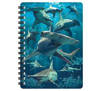 3D LiveLife Libreta - Pez martillo de Deluxebase. Libreta pequeña A6 con espiral, lenticular 3D de tiburones y hojas lisas recicladas. Ilustraciones con licencia del reconocido artista David Penfound
