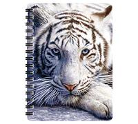 3D LiveLife Libreta - Reposo del tigre blanco de Deluxebase. Libreta pequeña A6 con espiral, lenticular 3D y hojas lisas recicladas. Ilustraciones con licencia del reconocido artista David Penfound
