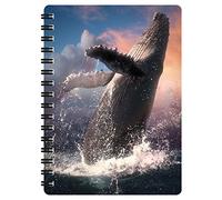 3D LiveLife Libreta - Salto de ballena de Deluxebase. Libreta pequeña A6 espiral, lenticular 3D del océano y hojas lisas recicladas. Ilustraciones con licencia del reconocido artista David Penfound