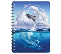 3D LiveLife Libreta - Sinfonía de delfines de Deluxebase. Libreta pequeña A6 espiral, lenticular 3D del océano y hojas lisas recicladas. Ilustraciones con licencia del reconocido artista Jerry LoFaro