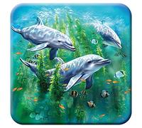 3D LiveLife Posavasos de Corcho - Delfines de Deluxebase. Posavasos de Corcho del océano Lenticular 3D, con Ilustraciones Originales con Licencia del reconocido Artista Tami Alba