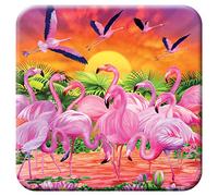 3D LiveLife Posavasos de Corcho - Flamencos de Deluxebase. Posavasos de Corcho del Safari Lenticular 3D, con Ilustraciones Originales con Licencia del reconocido Artista Michael Searle