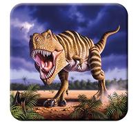 3D LiveLife Posavasos de Corcho - Rex marrón de Deluxebase. Posavasos de Corcho de Dinosaurios Lenticular 3D, con Ilustraciones Originales con Licencia del reconocido Artista Jerry LoFaro