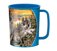 3D LiveLife Tazas originales - Lobos de Deluxebase. Taza de plástico de lobo 3D Lenticular de 300ml para niños, con ilustraciones originales con licencia del reconocido artista Steven Michael Gardner