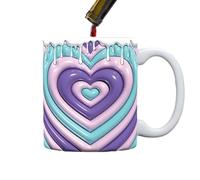 3D Love Mug Valentines - Taza de té romántica de porcelana de 400 ml con decoración de corazón | Taza de bebida decorativa para el hogar, cocina, oficina, regalo de San Valentín para madre, novia, nov