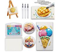 3D Magic Foam Texture Painting Kit, Magic Puffy Paint Art, Puffy Popcorn Magics Foam Texture Painting Kit with Foams Paint Paper and Markers, DIY Bubble Drawing Pens for Painting,Art (Rectangle)