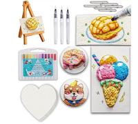 3D Magic Foam Texture Painting Kit, Magic Puffy Paint Art, Puffy Popcorn Magics Foam Texture Painting Kit with Foams Paint Paper and Markers, DIY Bubble Drawing Pens for Painting,Art (Heart-shaped)