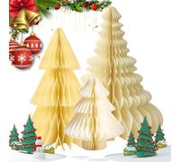 3D Magnetic Paper Christmas Tree,Foldable Honeycomb Christmas Paper Tree Table Centerpieces,Xmas Trees Decorations For Holiday Farmhouse Decoration (E)