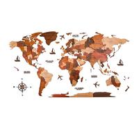 3D Mapa Mundial de Madera, Gran Decoración de Pared Viajera para Estar, Moderna Obra Artística para Oficina en Casa, Presente Geográfico Singular de Material Forestal(Red,200x115cm/79x45in)