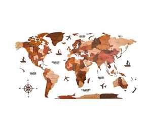 3D Mapa Mundial de Madera, Gran Decoración de Pared Viajera para Estar, Moderna Obra Artística para Oficina en Casa, Presente Geográfico Singular de Material Forestal(Red,200x115cm/79x45in)