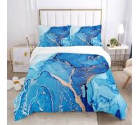 3D Mármol Juego de Funda nórdica Adultos Hombre Mujer Juego de Cama Acuarela Líquido Mármol Azul Dorado Negro Blanco Gris Diseño Funda edredón (Estilo 1, 220x240 cm - Cama 150 cm)