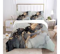 3D Mármol Juego de Funda nórdica Adultos Hombre Mujer Juego de Cama Acuarela Líquido Mármol Azul Dorado Negro Blanco Gris Diseño Funda edredón (Estilo 6, 180x220 cm - Cama 105 cm)