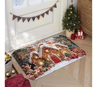 3D mas Alfombra Escena de Nieve Felpudo Felpudo Festivo Esterilla de Bienvenida Cálido Salón Alfombra de Invierno para Dormitorio Oración en casa - 60x90cm