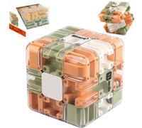 3D Maze Puzzle Cube Brain Teaser Game,Large Labyrinth Ball Magic Cube,Dual-Use Spatial Logic Thinking Training Toy,Improve Spatial Recognition and Cultivate Logical Thinking (Green Orange)