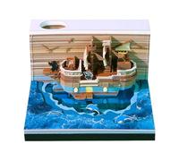 3D Memo Pads Calendar - Pirate Ship 2026 | Pirate Ship Tear-Away 3D Paper Calendar and Pen Holder, Creative Desktop Ornament for Home, School, Office, Holiday, Festival, Party, Family, Workplace