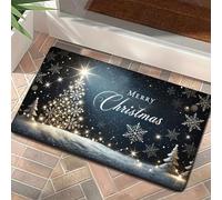 3D Merry Christmas Welcome Door Mat with Christmas Tree Snowflake Pattern Floor Mat Suitable for Home Decoration Room bathroom-50x80cm