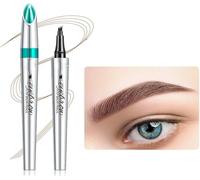 3D Microblading 4-tip Eyebrow Pencil Makeup Applicator Tattoo Brow Marker for Daily Natural Look Long-Lasting Smudge-proof Eyebrow Makeup (Red Brown)