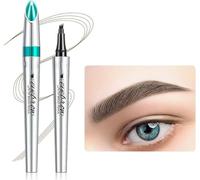 3D Microblading 4-tip Eyebrow Pencil Makeup Applicator Tattoo Brow Marker for Daily Natural Look Long-Lasting Smudge-proof Eyebrow Makeup (Dark Brown)