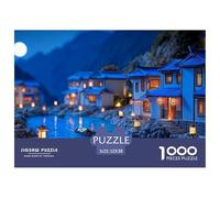 3D Miniture Scene of Village 1000 Pcs Cartón Fuerte Rompecabezas Village Night Imposible, Difícil Juego Familiar Puzzle Juego De Desafío Difícil 52x38cm/1000pcs