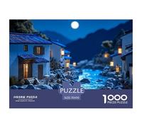 3D Miniture Scene of Village 1000 Pcs Cartón Fuerte Rompecabezas Village Night Imposible, Difícil Juego Familiar Puzzle para Niños Pequeños 70x50cm/1000pcs