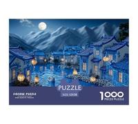 3D Miniture Scene of Village 1000 Stück Premium-Karton Puzzle Night of A Village Lebendige Bilder Familienspiel Puzzles Als Geburtstagsgeschenke 52x38cm/1000pcs
