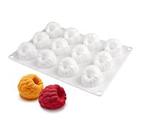 3D Molde de Silicona para Postre, 12 Cavidades Moldes de Silicona con Patrón de Frambuesa, 23,5 x 16 x 3 cm Moldes para Frutas Reutilizable, para Tartas, Bombones, Gelatinas, Helados Blanco)
