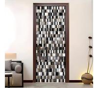 3d Mosaico GeometríAPuerta Adhesivo Fotográfico Vinilo 95x215 cm Blanco GrisáCeo Pegatina Mural Autoadhesiva Extraíble e Impermeable PVC para Puerta,Mural,Salón, Cocina Calcomanía puerta Baño