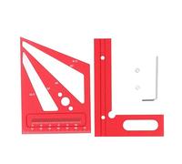 3D Multi Angle Measuring Ruler | 22.5-90 Degree Aluminum Alloy Protractor | Woodworking Layout Square Tool for Carpenters/DIY/Engineers | Etched Marks for Measurement (Red)