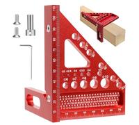 3D Multiángulo Escuadra Carpintero, 22.5-90°Transportador de Angulos Aleación de Aluminio Escuadra Rapida Herramientas de Medición, Transportador Carpintería Regla de Medición, Woodpeckers Tools, Rojo