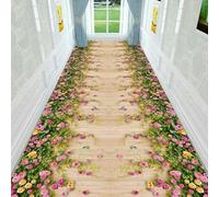 3D Multicolor Floral Pastoral Style Printed Runner Rug Non-Slip Washable for Hallway Entrance Office Living Room Bedroom Kitchen Floor Modern Decoration