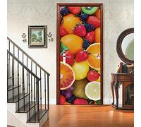 3D Mural puerta Fondo pantalla cristal poster paisaje armario Decoración Hogar Vinilo Fruta nfantiles Guardería Niños extraíble Sala Estar Espacio 77x200cm