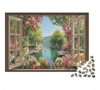 3D Mural Window View of The Dock and Pier Rompecabezas para Adultos || De Diversión Familiar 1000pcs (75x50cm)